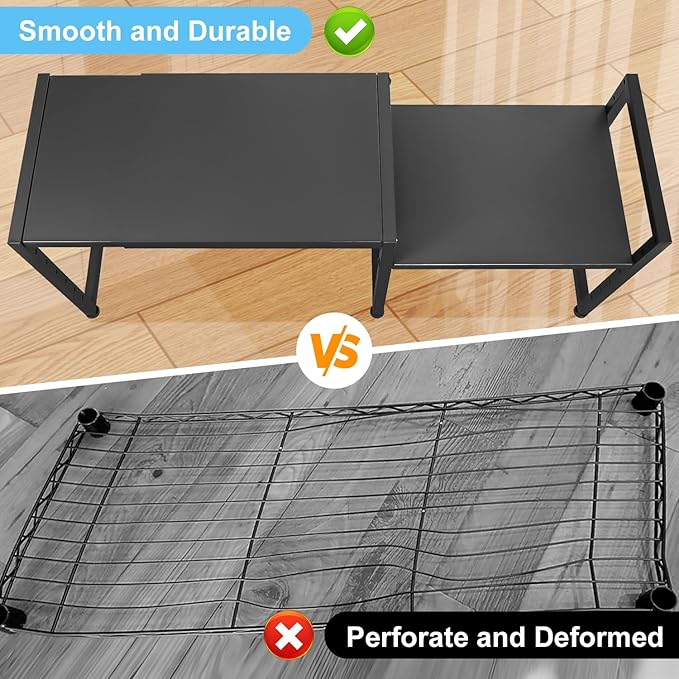44.3 Inches Expandable Metal Storage Shelves,150LBS Heavy Duty Shelving Units and Storage For Appliance,Adjustable Utility Organization and Storage Shelf Rack For Kitchen Cabinet Closet Garage Pantry