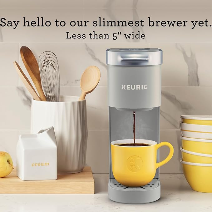 Keurig K-Mini Single Serve K-Cup Pod Coffee Maker, 6 to 12oz Brew size, with Cord Storage, Perfect for Small Spaces, Studio Gray
