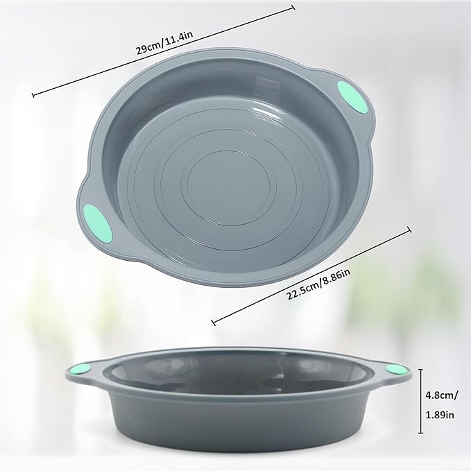 To encounter 9 Inch Silicone Round Cake Pans, 2 Pack Nonstick Silicone Baking Pans Set, Food Grade Cake Molds, with Metal Reinforced Frame More Strength