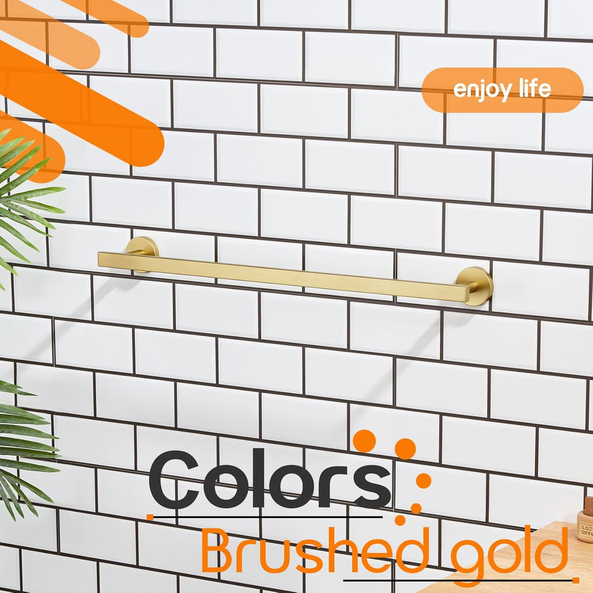 20 Inch Bathroom Towel Bar Bath Towel Rack Kitchen Towel Holder Towel Shelf Wall Mounted SUS304 Stainless Steel Brushed Gold AN4001GD-L20