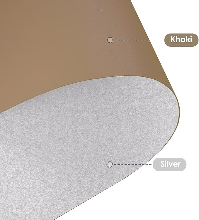 Leather Table Cover,1.8mm Thick,36x60 Inch Table Protector,Table Protector for Dining Room Table,Dining Table Cover,Table Cover Protector,Coffee Table Protector(Khaki+Silvery,36x60)