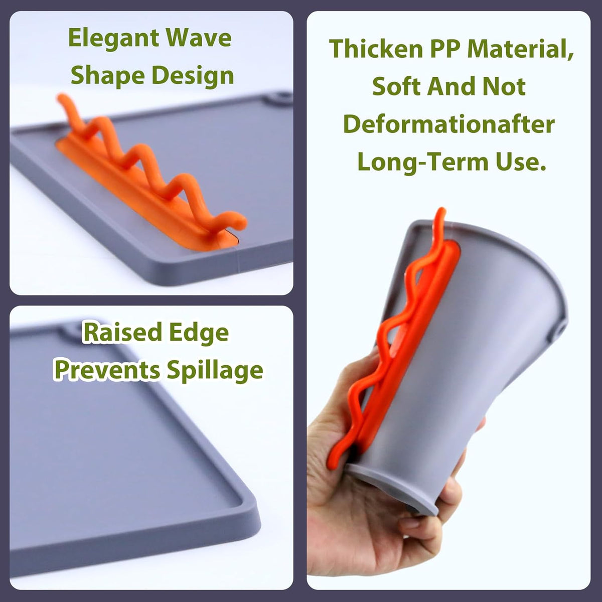 Silicone Spoon Rest for Stove Top, Heat-Resistant & BPA-Free, Non-Slip Kitchen Spoon Holder for Stove, Gray + Yellow Plum