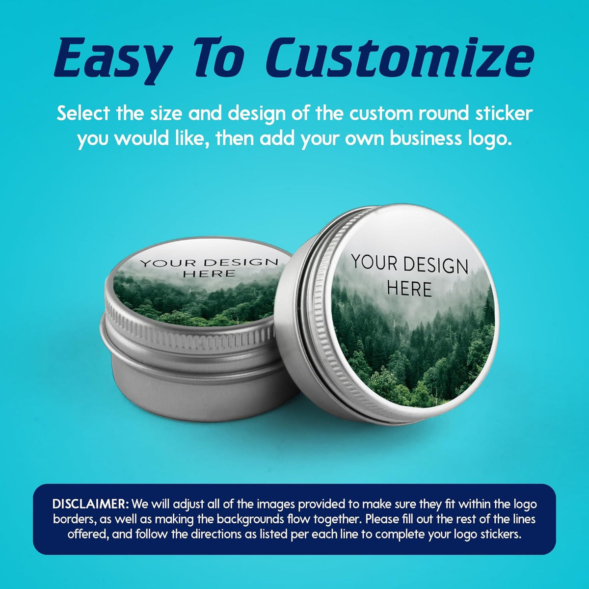 100 Custom Vinyl Stickers - Upload Your own Image, Text, Design, Logo - Personalized Logo Labels for Handmade, Packaging, Bottle, Jars, Candle, Brand Stickers (Foggy Valley, 2x2)