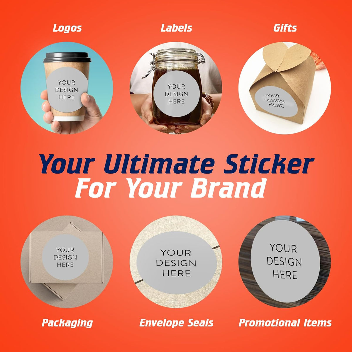5-1000 Custom Vinyl Stickers - Upload Your own Image, Text, Design, Logo - Personalized Logo Labels for Handmade, Packaging, Bottle, Jars, Candle, Brand Stickers (Gray, 6x6)