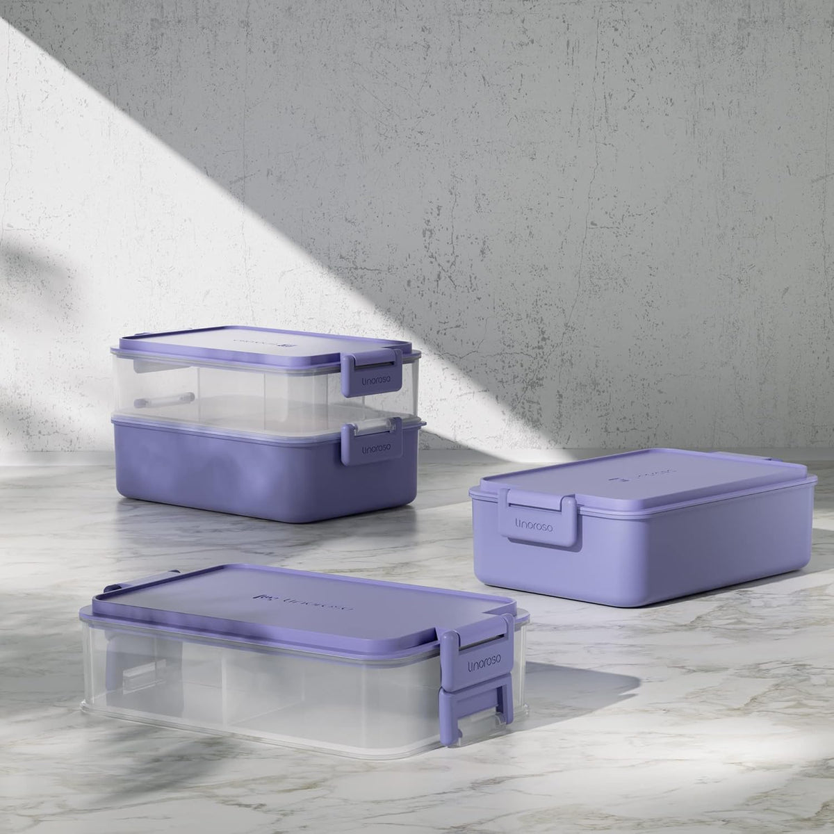 linoroso Stackable Bento Box Adult Lunch Box | Meet All You On-the-Go Needs for Food, Salad and Snack Box, Premium Bento Lunch Box for Adults Include Utensil Set, Dressing Containers - Veri Peri