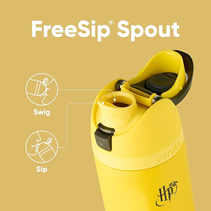 Owala Harry Potter FreeSip Insulated Stainless Steel Water Bottle with Straw, BPA-Free Sports Water Bottle, Great for Travel, 24 Oz, Hufflepuff
