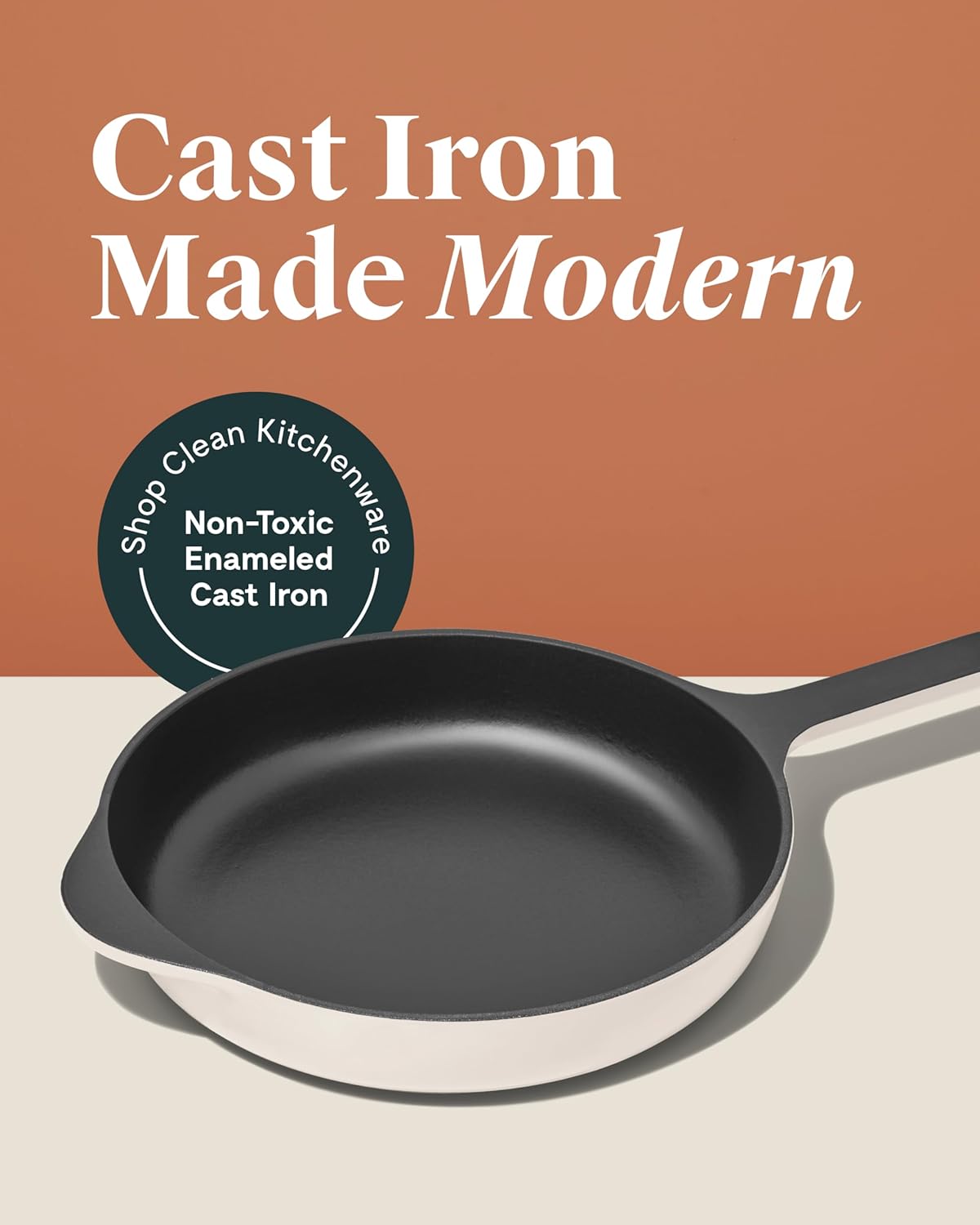Caraway Cast Iron Skillet - 10.5” Enameled Cast Iron Pan With 3 Layer Enamel Coating - No Seasoning Required - Compatible With All Stovetops - Free From Forever Chemicals - Light Mist
