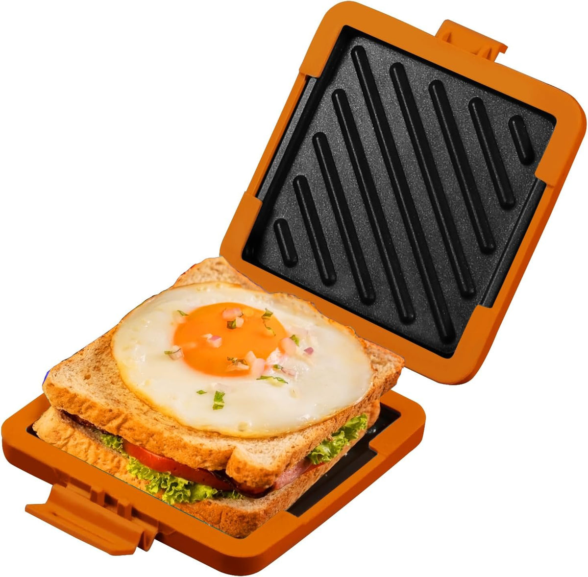 Toaster,Microwave Toaster, Sandwich Maker, Panini Maker, Dishwasher Safe,NO Electricity,Wireless,Time Saving,Fast,Toastie Safe in Microwave Oven(Orange, Microwave Sandwich Maker)