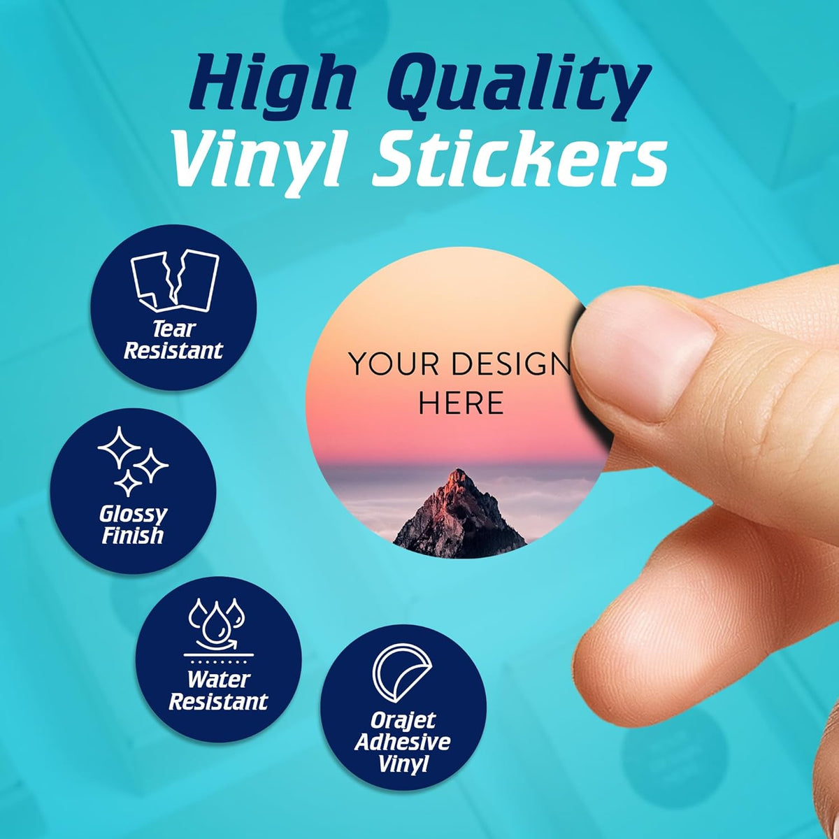 100 Custom Vinyl Stickers - Upload Your own Image, Text, Design, Logo - Personalized Logo Labels for Handmade, Packaging, Bottle, Jars, Candle, Brand Stickers (Mountain, 1.5x1.5)