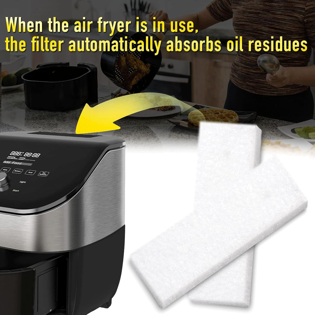 12PCS Air Fryer Filters, Suitable for the Instant Vortex Plus 6 Quart Air Fryer With a Filtration System, Effective at Removing Odors, Compatible With Instant Vortex Air Fryer Accessories