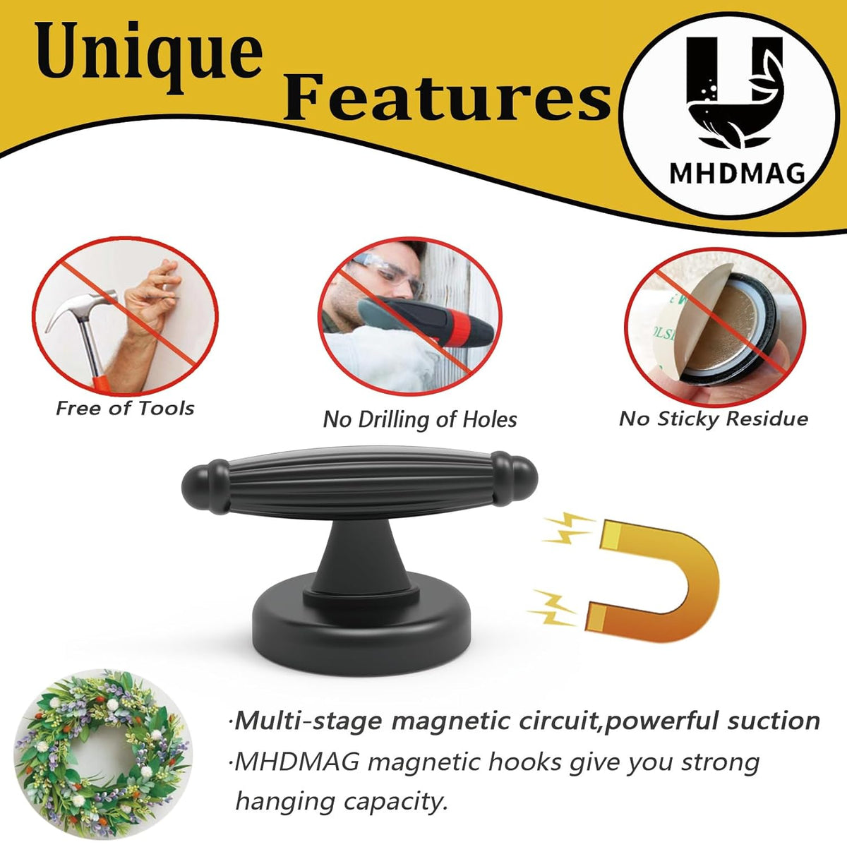 Magnetic Hooks Coat Magnet Hooks for Hanging,Magnetic Hooks Heavy Duty with Strong Magnet for Pot Holder,Grill,Refrigerator,Home,Kitchen,Workplace or Office.