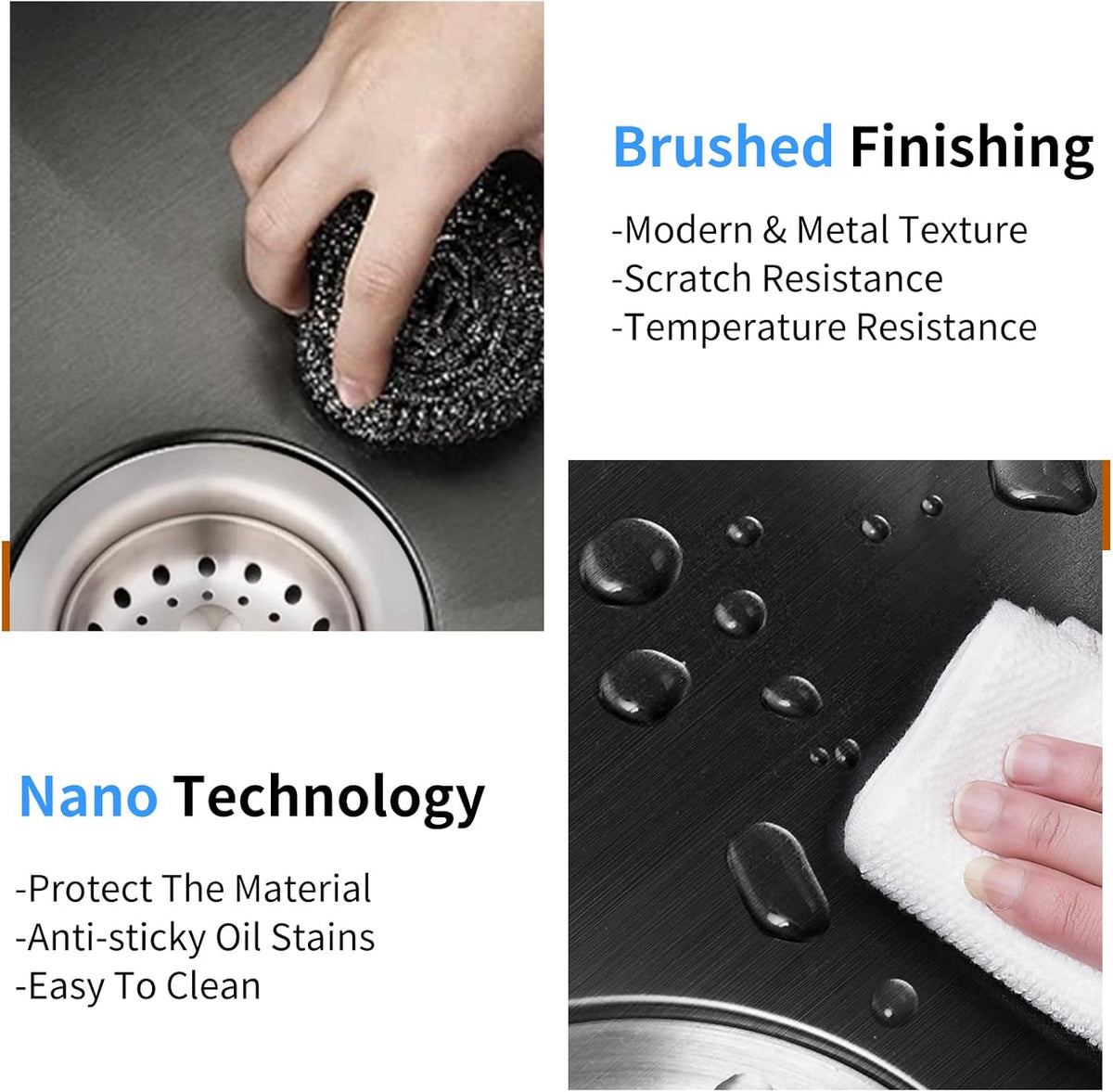 Black Kitchen And Bar Sink, 25x22 Inch Stainless Steel Drop In Kitchen Sink Modern Single Bowl Topmount Bar Sink Combo-Silicon Mat,Drain Strainer Set Compatibility With Various Kitchen & Bar Style