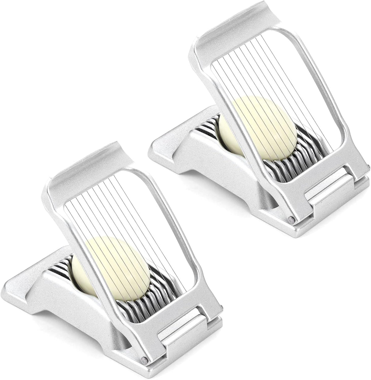 2 Packs Egg Slicer,Strawberry Slicers, Stainless Steel Wire Egg Slicer for Hard Boiled Eggs, Heavy Duty Aluminum Base Metal Egg Cutter for Egg Strawberry Soft Fruit & Food, Dishwasher Safe