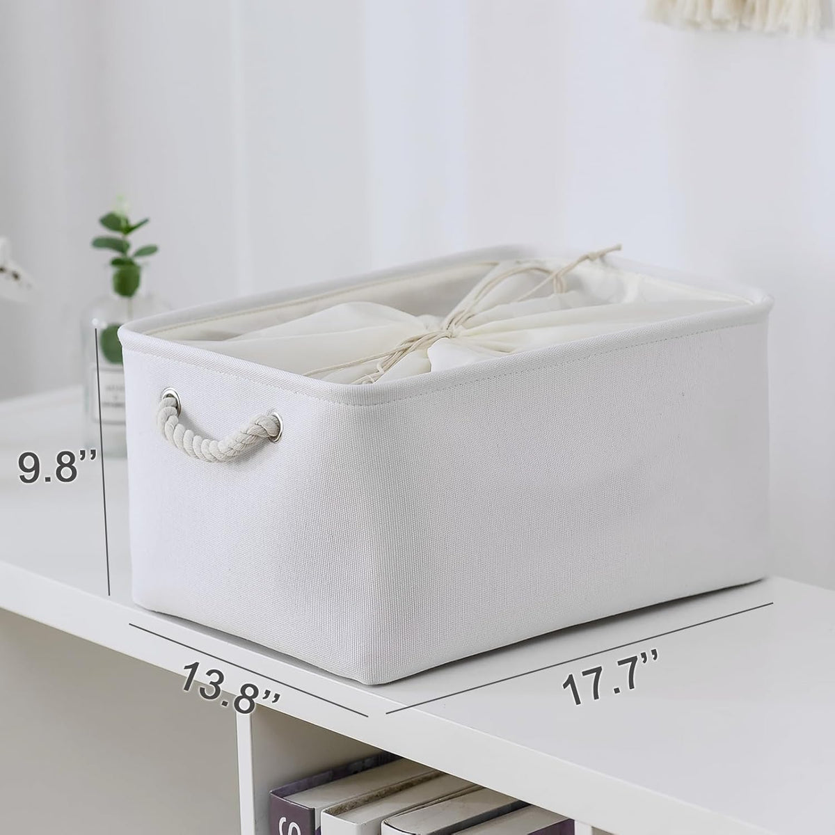 TheWarmHome Storage Basket for Gifts Empty - X Large - 3 Pack 17.7L×13.8W×9.8H in Collapsible Storage Bin for Shelves, Toy Box Storage for Gifts Book Laundry (White)