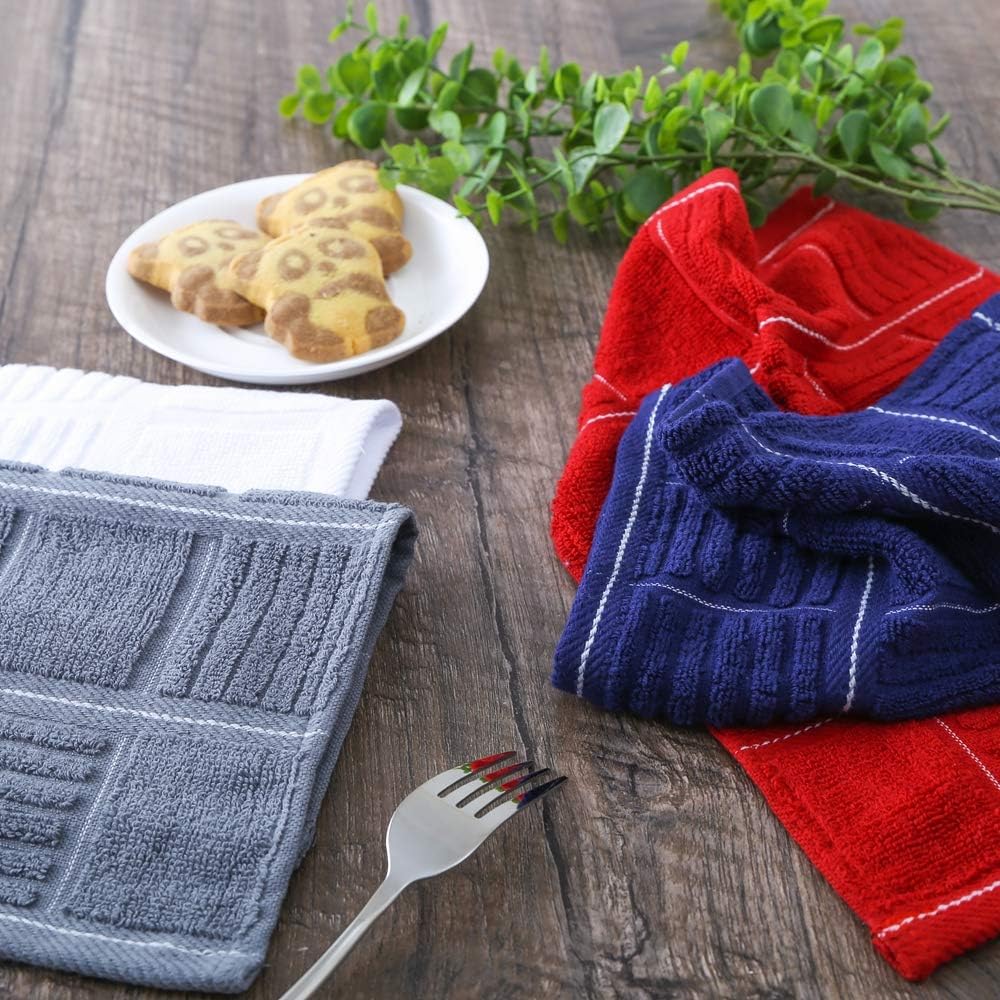 Glynniss Dish Cloths for Kitchen Washing Dishes, Super Absorbent Dish Rags, Cotton Terry Cleaning Cloths Pack of 8 (Rust, 12x12 inches)