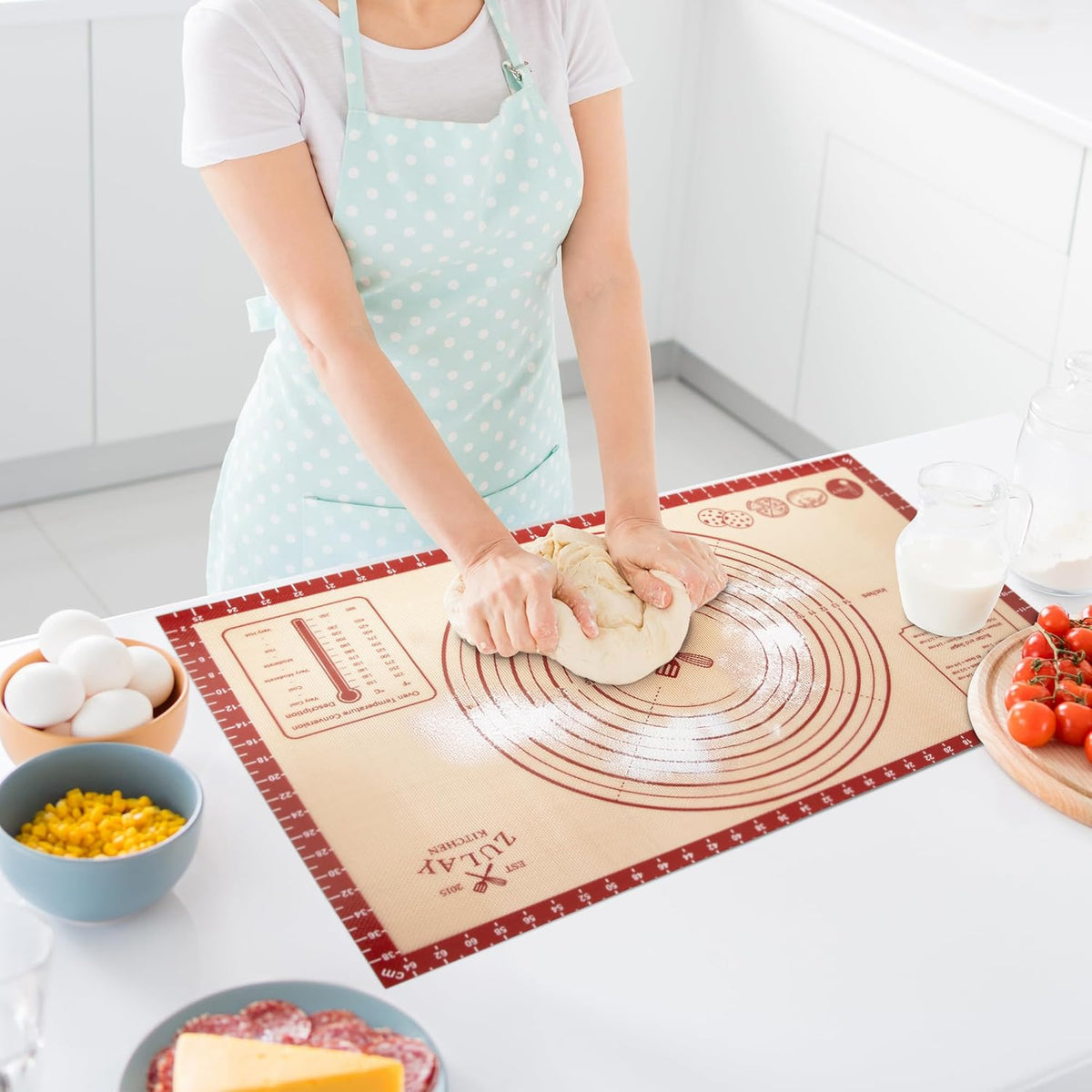 Zulay Kitchen Silicone Baking Mat Sheet - Reusable Silicone Baking Sheet - Easy & Convenient Nonstick Baking Supplies - Mats for Baking - Oven Safe - 16.5"x11.6" (Light Red)