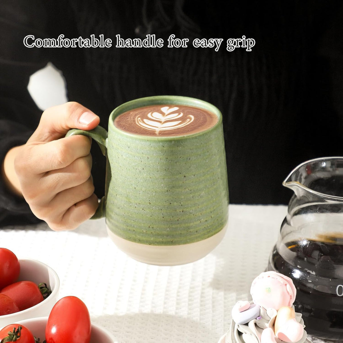 Hasense Coffee Mugs Set of 4, 15 oz Large Porcelain Mugs with Handle for Women Men, Colorful Christmas Coffee Cups for Latte, Tea, Cappuccino, Microwave & Dishwasher Safe