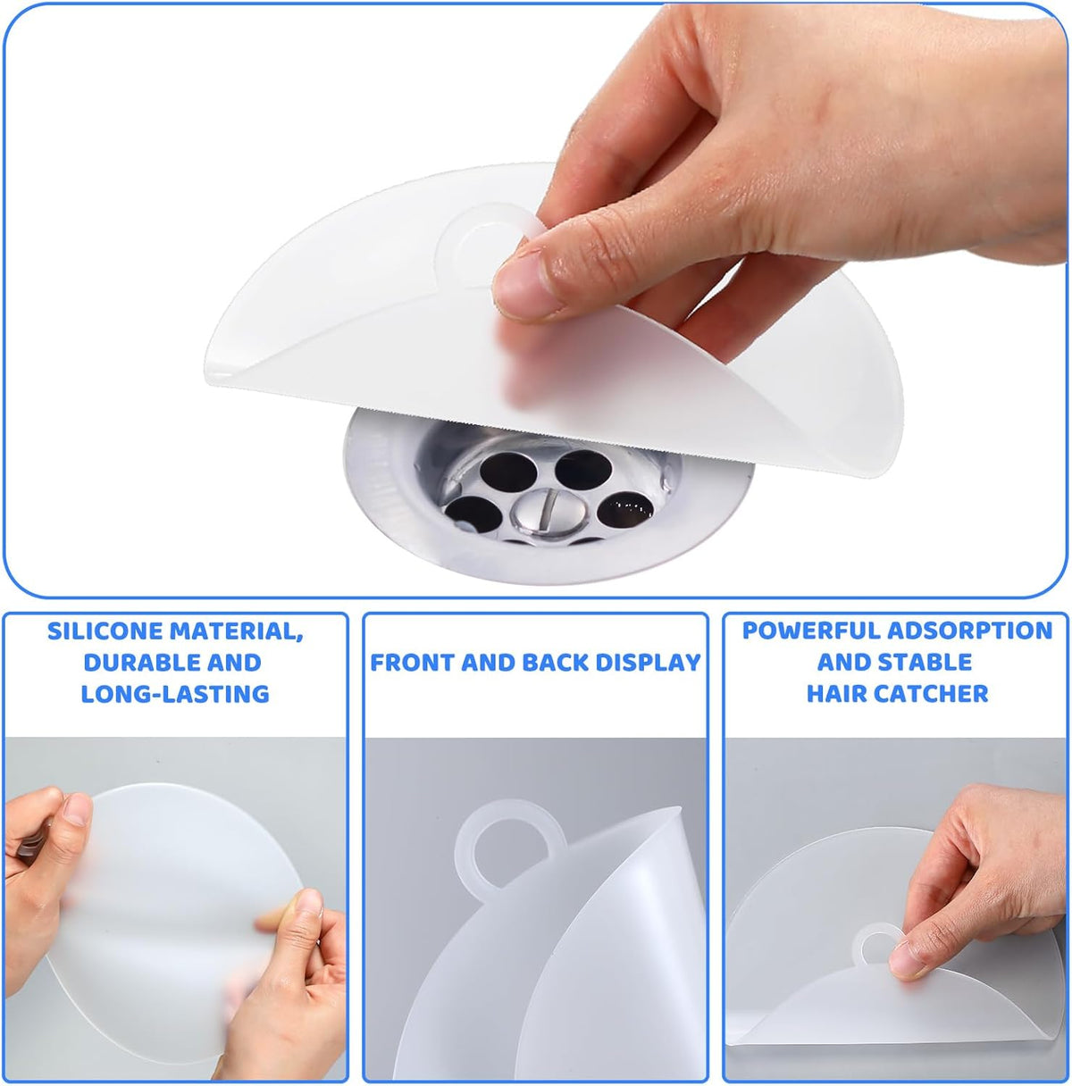 Yinkin 6 Pcs Drain Covers to Keep Bugs Out Silicone Shower Floor Tub Stoppers Bathtub Drain Stoppers Sewer Anti-Odor Mats Deodorizing Plugs for Bathroom(6 x 6 Inch,Round,White)