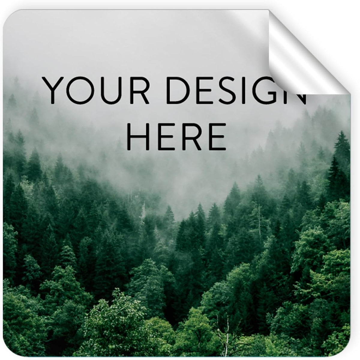 100 Custom Vinyl Stickers - Upload Your own Image, Text, Design, Logo - Personalized Logo Labels for Handmade, Packaging, Bottle, Jars, Candle, Brand Stickers (Foggy Valley, 1.5x1.5 Square)