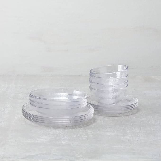Fortessa Los Cabos Glass Dinnerware Collection, Dinner Plate (Set of 4), 10.5 Inch, Clear