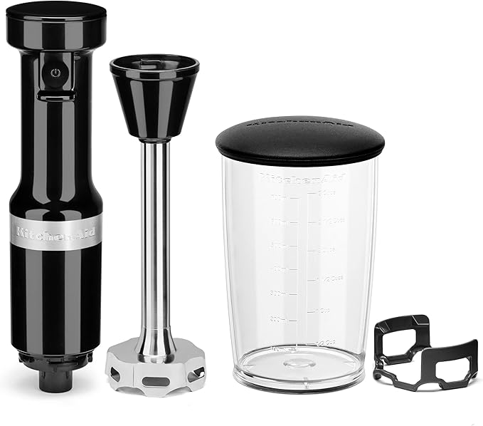 KitchenAid 9-Speed Digital Hand Mixer with Turbo Beater II Accessories and Pro Whisk - Onyx Black & Variable Speed Corded Hand Blender KHBV53, Onyx Black