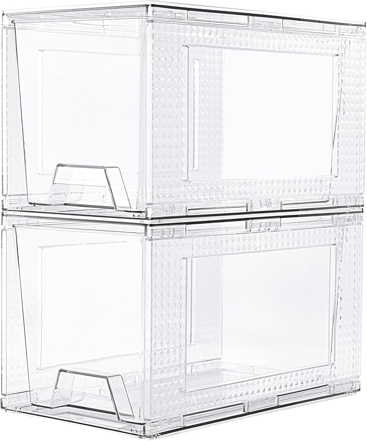 JollyPack 2 Pack Clear Stackable Storage Drawers, Easy to Assemble Multi-Use Bathroom Organizers and Storage, Suitable for Vanity, Bathroom, Makeup, Under Sink, Office, Kitchen and Pantry