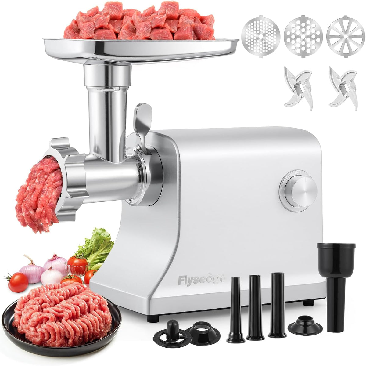Electric Meat Grinder 3200w Commercial Heavy Duty Metal Gearbox Meat Grinder and Sausage Stuffers, Kubbe Kit for Household Use & Commercial