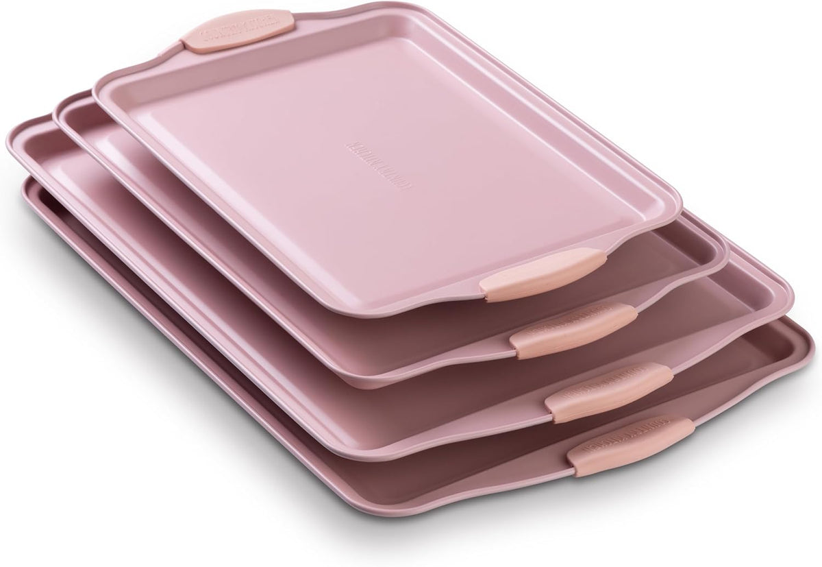 Country Kitchen Nonstick Stackable Bakeware Set - Heavy Duty, Durable, Easy Release Baking Set, Pink, 4 Pcs