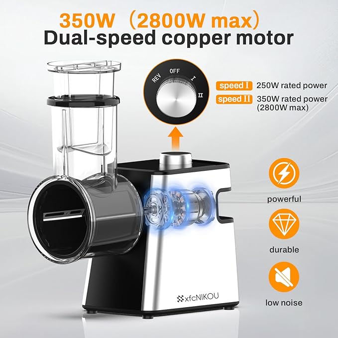 Electric Meat Grinder, Cheese Grater, 2800W Max Stainless Steel Veggie Shredder, Vegetable Cutter with 5 Slice Blades, 3 Grinding Plates, Sausage Stuffer & Kubbe Kit, for Home Kitchen Use