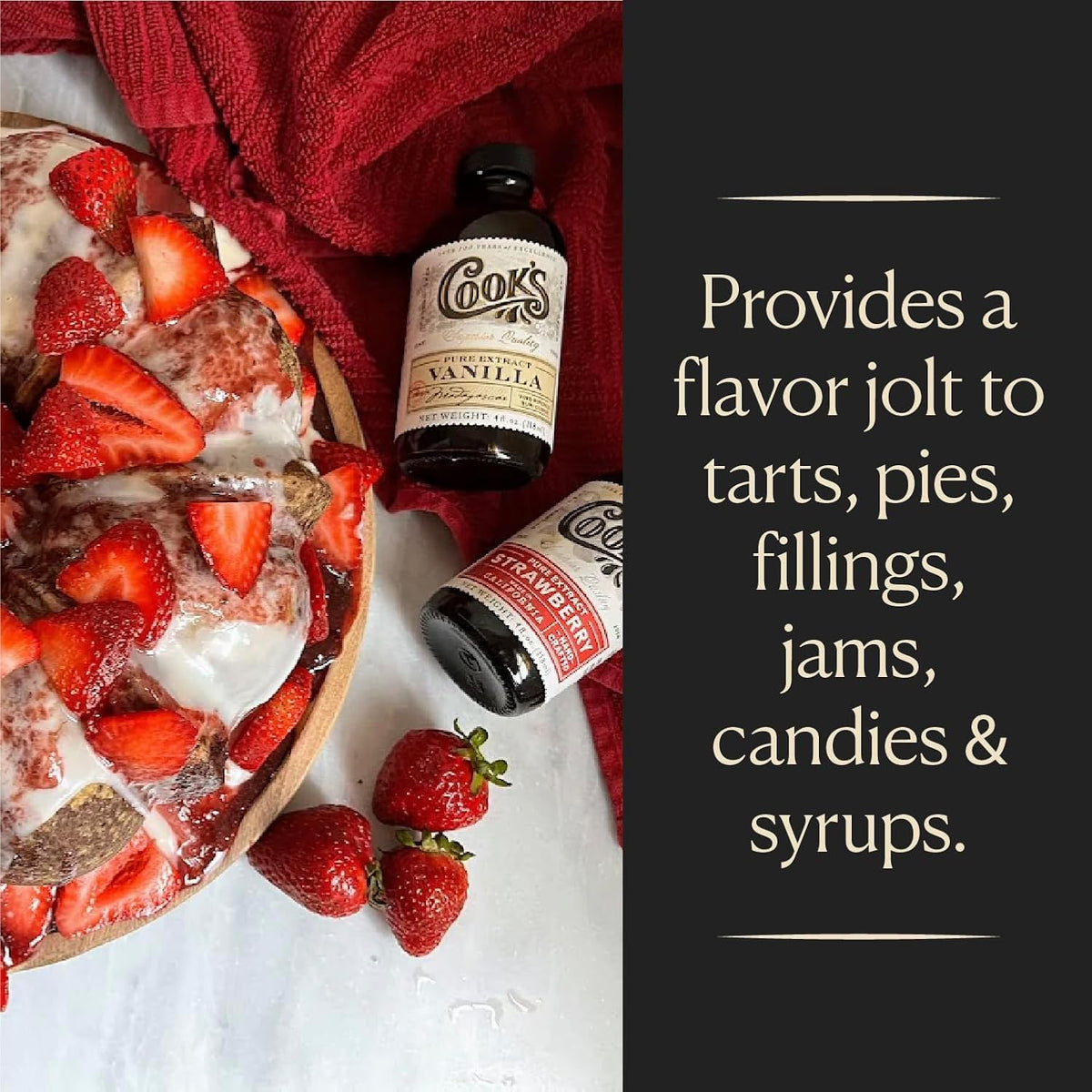 Cook's, Strawberry Extract for Baking, Preserves, Syrup, Cookies, Cakes, 32 oz