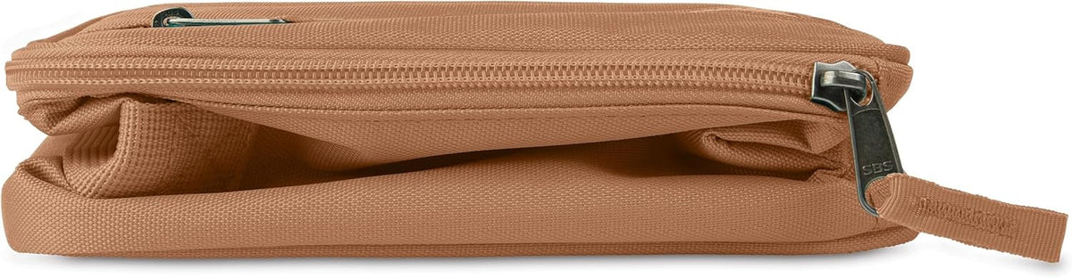PackIt Freezable Classic Lunch Box, Almond, Built with ECOFREEZE Technology, Collapsible, Reusable, Zip Closure With Zip Front Pocket and Buckle Handle, Designed for Fresh Lunch On the Go