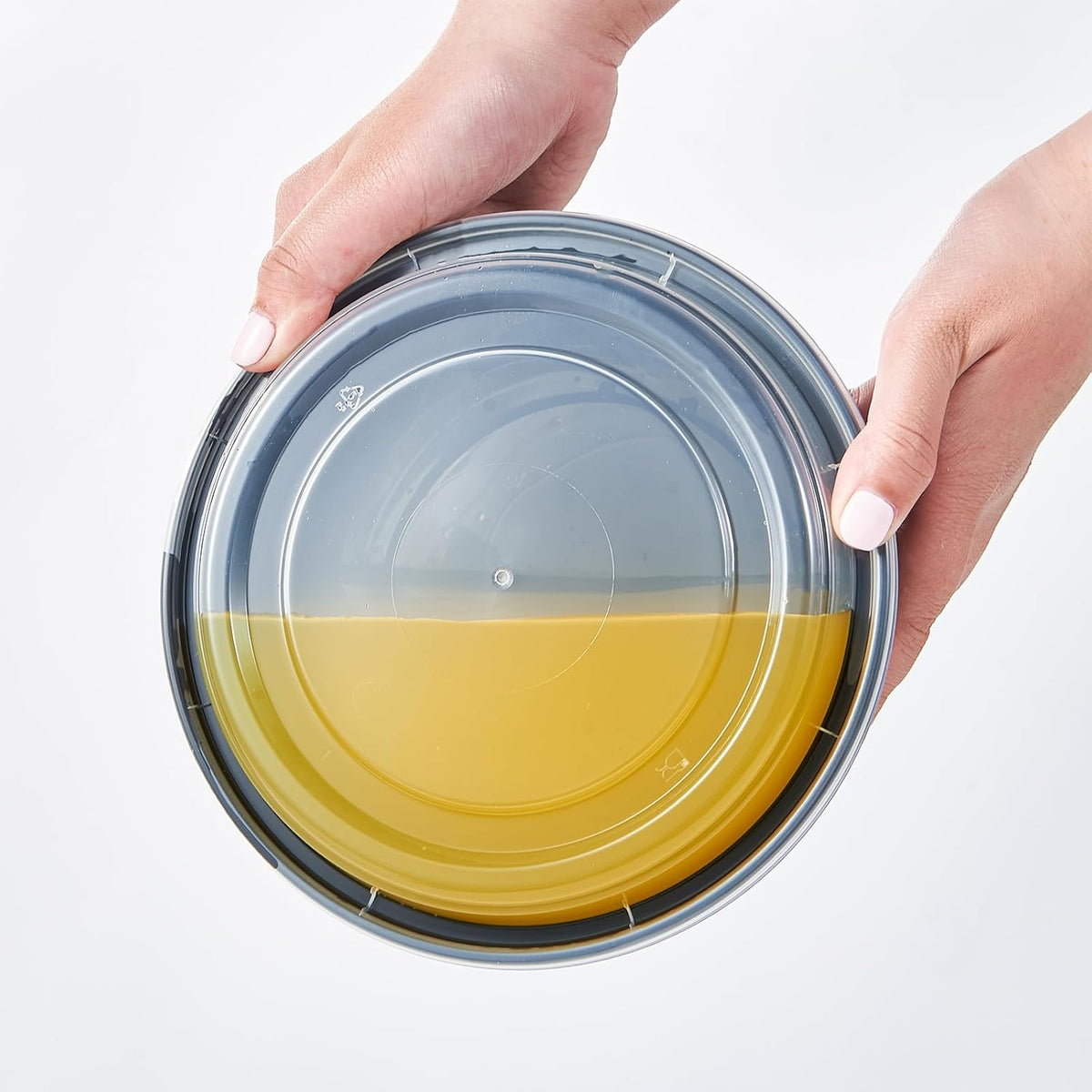 FULING 38 oz 150 ct Round Meal Prep Containers with Lids Plastic Food Storage To Go Lunch Plan Box Disposable Take Out Bowls Black BPA Free Reusable Durable Stackable Microwave Freezer Dishwasher Safe