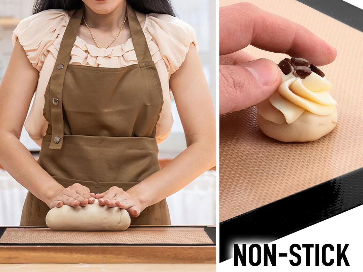 Zulay Kitchen Silicone Baking Mat Sheet Set - Reusable Baking Mat Nonstick - Half Sheet Baking Mat For Oven (Black, 3 Pack)