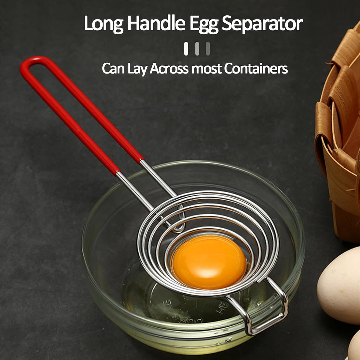 Egg Separator Egg Yolk White Separator Stainless Steel Egg White Yolk Sifting Filter Egg Divider Kitchen Tool for Baking/Cooking