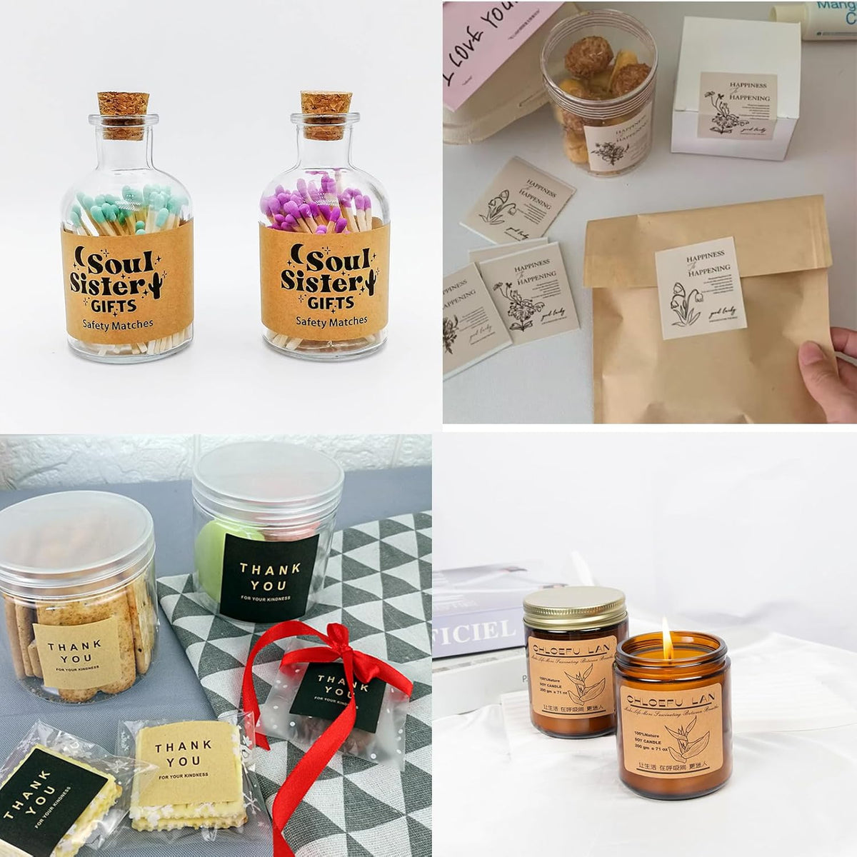 Custom Stickers Personalized Square Kraft Paper Sticker Customizable Floral Wreath Labels, Stickers for Mason Jars, Wedding Favors, Gift Tags, Party Packaging (Style 2)