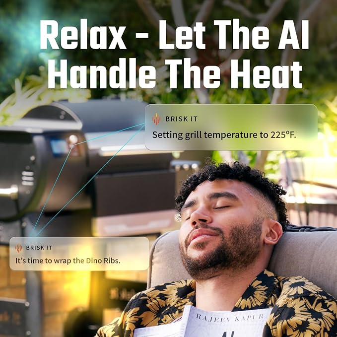 Brisk It Zelos-450 Electric Wood Pellet Smoker Grill – A.I. Smart BBQ Grill with WiFi, 7-in-1 Outdoor Grill & Smoker, PID Controller (Up to 500°F), 450 sq.in Cooking Area, Meat Probe