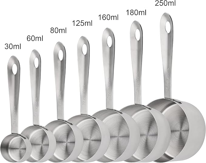Measuring Cups and Spoons Set 17, 7 Stainless Steel Measuring Cup Set, 9 Spice Long Measuring Spoons with 1 Leveler for Kitchen and Baking, 18/8 Steel Dry Metric Measure Cups &Spoons Set