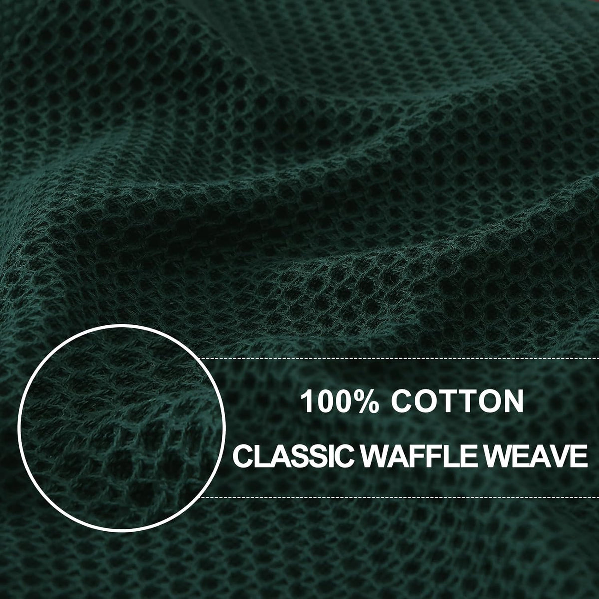 Homaxy 100% Cotton Waffle Weave Kitchen Dish Cloths, Ultra Soft Absorbent Quick Drying Dish Towels, 12 x 12 Inches, 8-Pack, Blackish Green