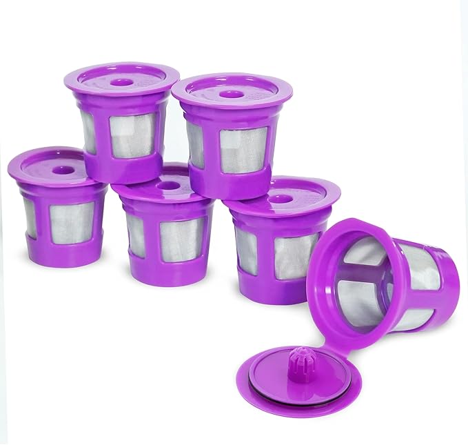 Perfect Pod Cafe Save 1-Stream Reusable K Cup Pod Coffee Filters - Refillable Coffee Pod Capsules with Built-In, Integrated Mesh Strainer for use with Keurig & Select Single Cup Coffee Makers, 6-Pack