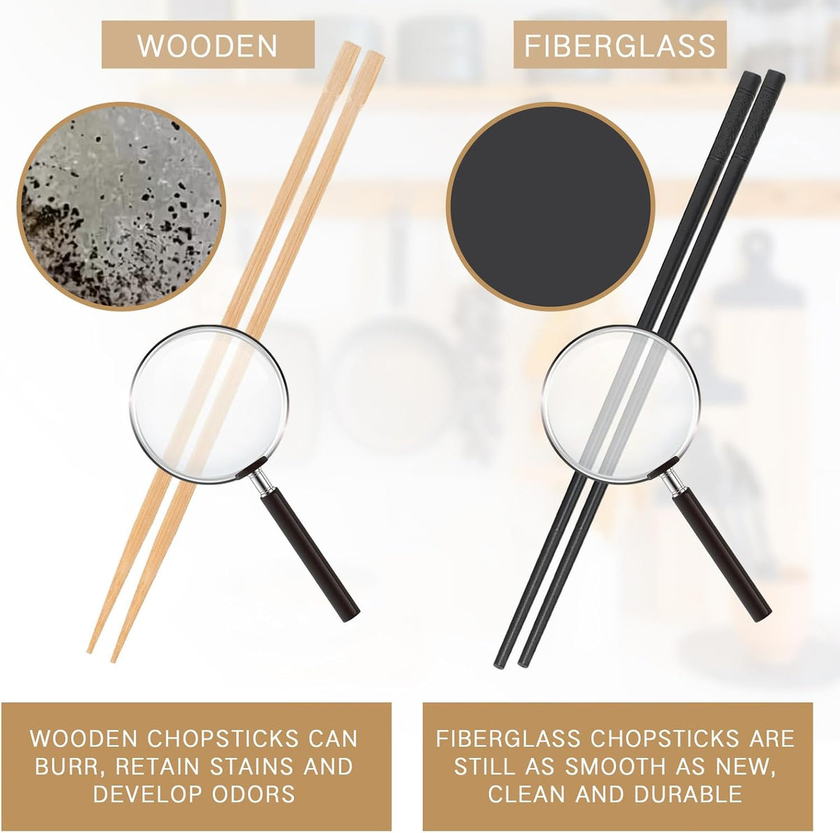 Dandat 200 Pairs Fiberglass Reusable Chopsticks 9.5" Dishwasher Safe Black Cherry Chopsticks for Chinese Style Japanese Food Cooking Supplies