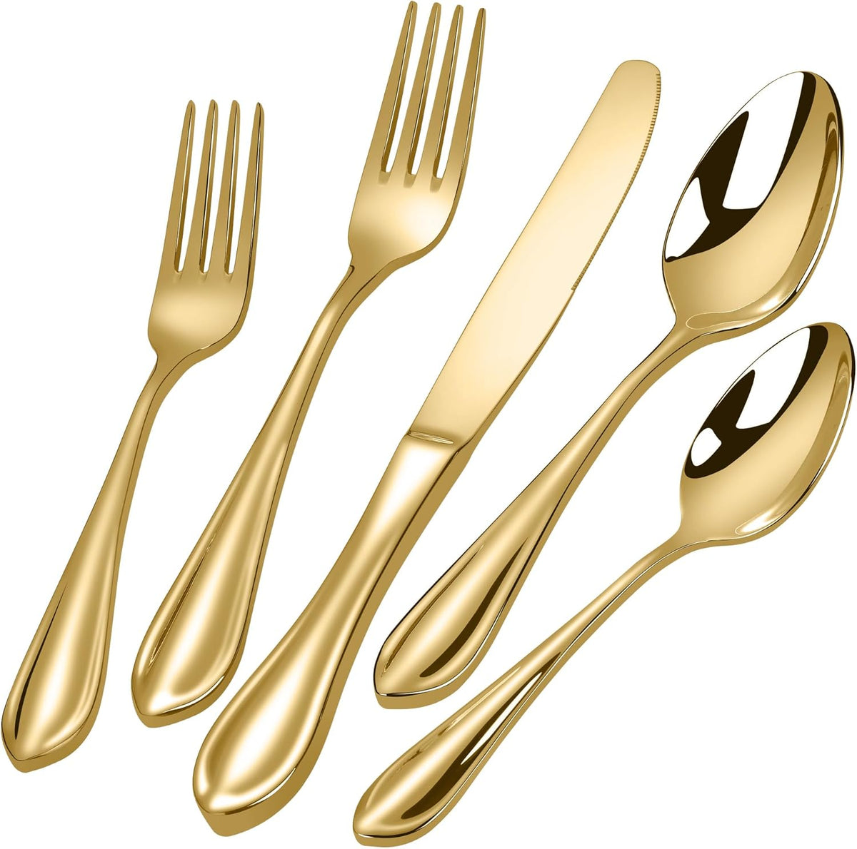 Gold Silverware Set for 8, 40-Pieces Heavy Duty Silverware, 18/10 Stainless Steel Flatware, Dishwasher Safe, Ideal for Gift