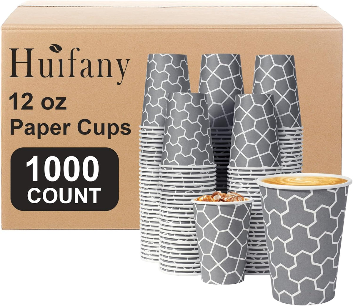 Coffee Cups 12 oz Paper Cups [1000 Count], Disposable Coffee Cups, 12 oz Hot/Cold Cups, Thickened Insulated Cup for Cafes, Office, Party, Home, Travel, and Events
