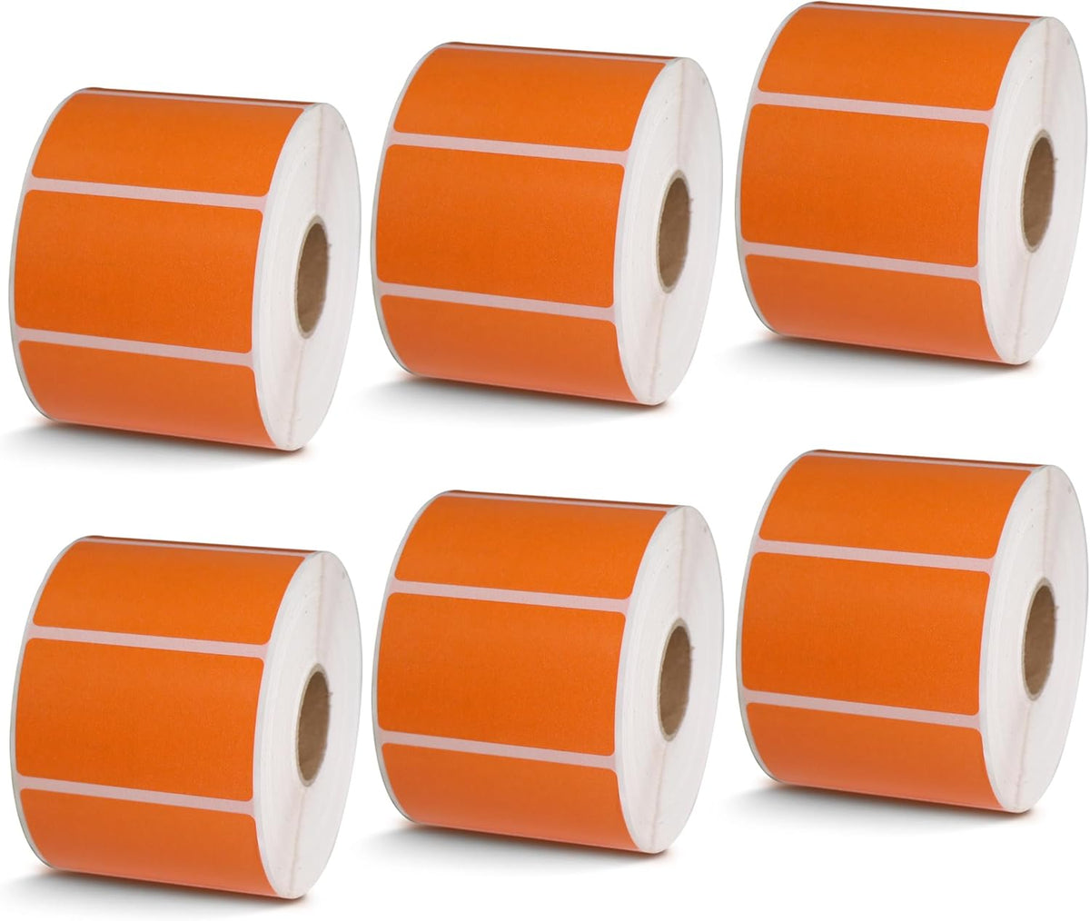 BETCKEY - 2.25" x 1.25" UPC Barcode & Multipurpose Labels Compatible with Zebra & Rollo Label Printer,Premium Adhesive & Perforated[Orange, 6 Rolls, 6000 Labels]