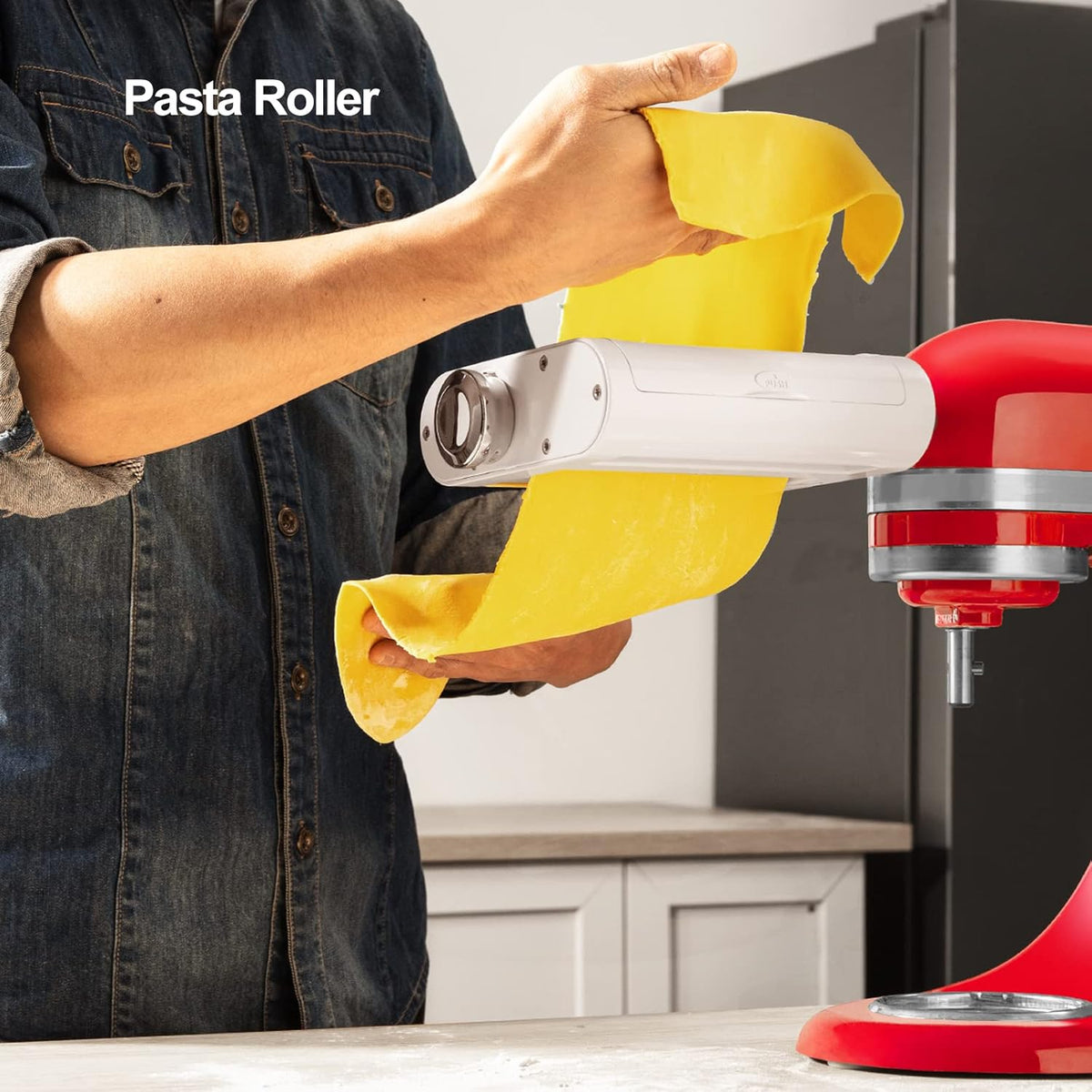 ANTREE 3-1 Pasta Maker Attachment for KitchenAid includes Pasta Sheet Roller attachment & Spaghetti Cutter & Fettuccine Cutter attachment, Easy to use and clean with Pasta Drying Rack & Cleaning Brush