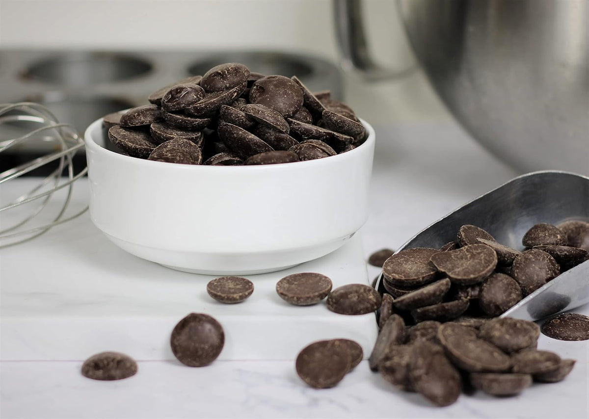 Sugar Free Chocolate Discs by Its Delish, 1 Lb Bag | Dark Chocolate Meltables For Baking & Confectionery, Pastry Chefs, Chocolatiers, Home Bakers & Sweet Snacking | Non-Dairy, Vegan, Kosher Parve