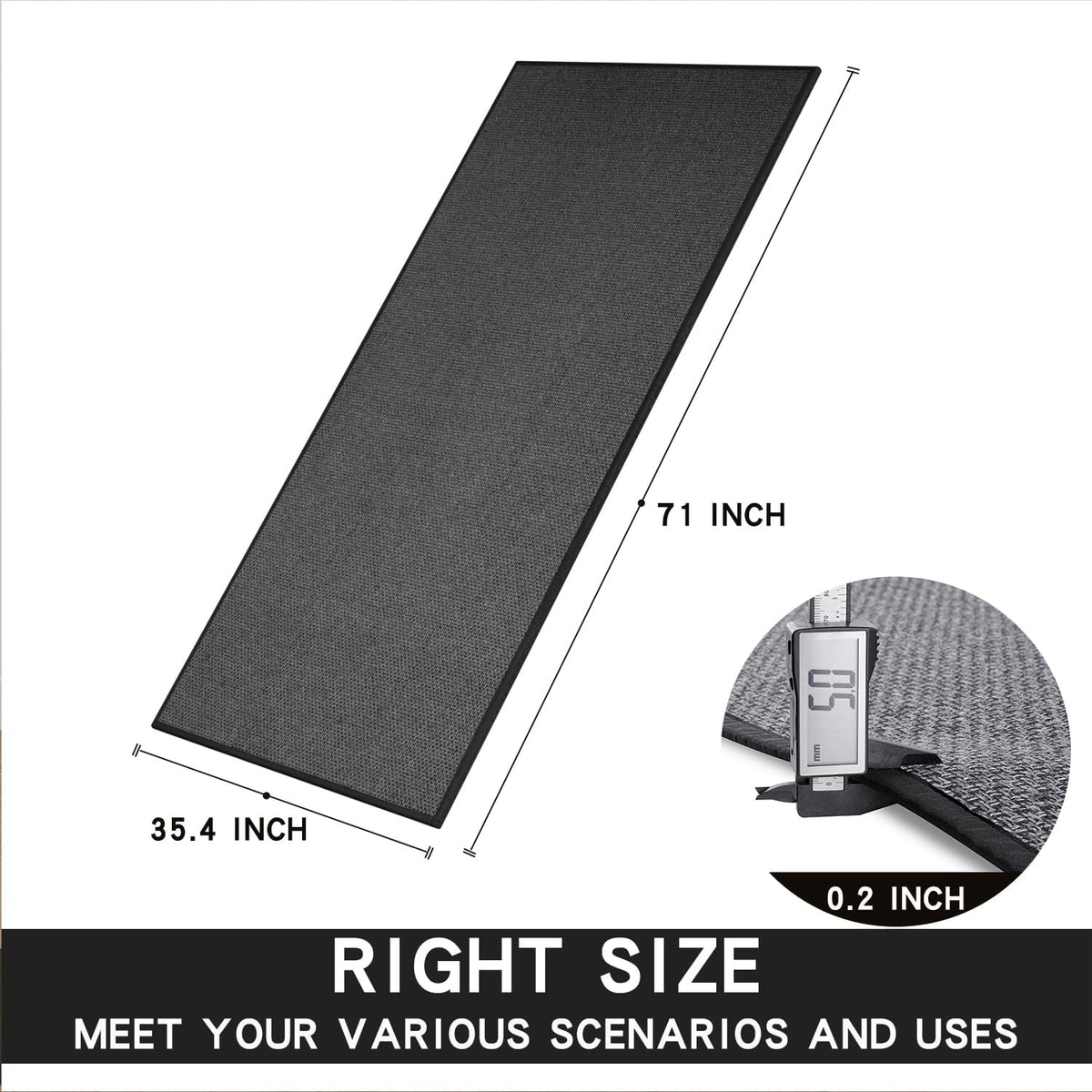 Kitchen Mat, Rubber Backing Cushioned Non Slip Kitchen Rugs for Floor, Absorbent Runner Comfort Standing Mat Rug Washable for Kitchen, Office, Home, 35.4"x71"(Black)