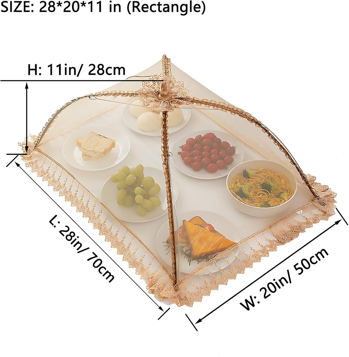3-Pack 28"x20" - Extra Large Food Covers for Outside, Pop-Up Food Nets & Tents for Outdoors | Bug Proof Reusable Covers for Parties, Picnics, BBQs, Camping Essentials (Collapsible)