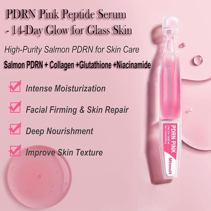 Mtmult Salmon PDRN Serum, Salmon DNA for Face, PDRN Serum - Intense Firming, Repairing, Moisturizing with Collagen, Glutathione, Hyaluronic Acid, 0.05 fl.oz x 10