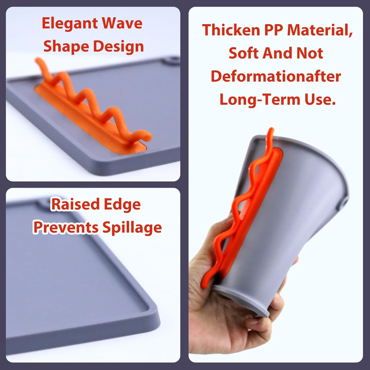 Silicone Spoon Rest for Stove Top, Non-Slip and Heat-Resistant, BPA-Free Kitchen Spoon Rest for Spoons and Ladles, Gray + Red