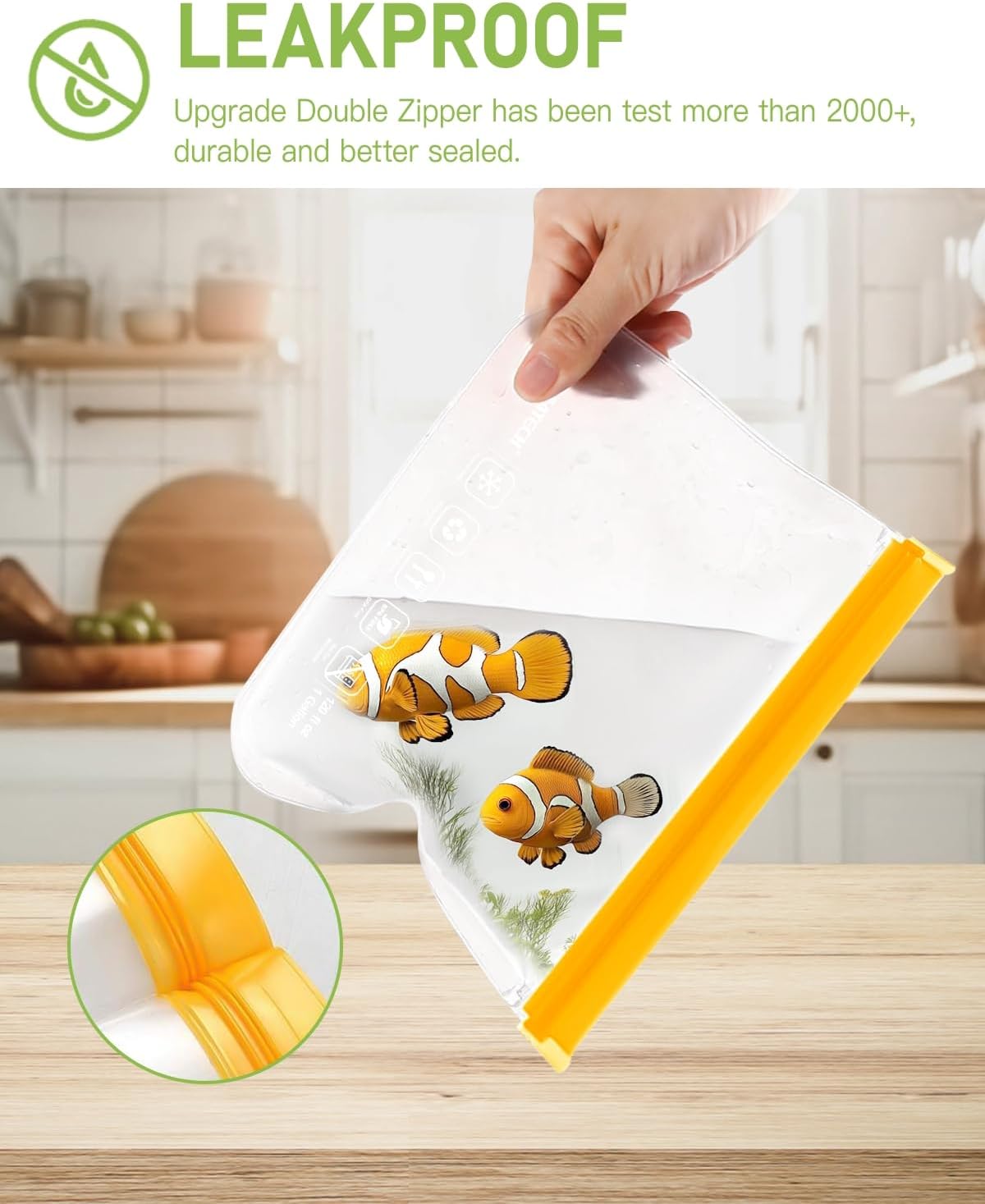 IDEATECH 20Pack Reusable Bags Dishwasher Safe, Leakproof Reusable Freezer Bags, BPA Free Healthy Food Storage Contaizers Sandwich Snack Baggies for Lunch Travel(8 Gallon 6 Quart 6 Snack,Colored)
